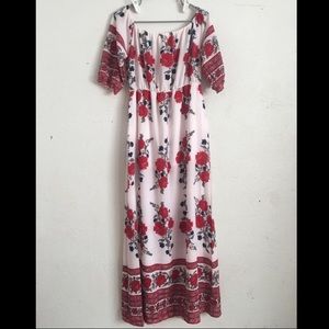 Floral Off the Should Maxi Dress with a Slit